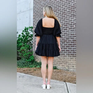 Mable The  3/4 Sleeve Ruffle Babydoll Mini Dress